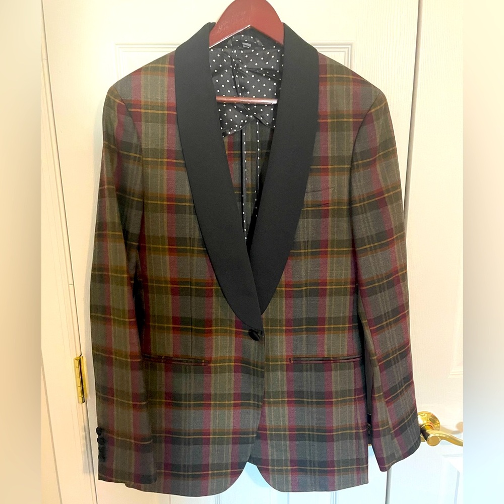 Bonobos plaid shawl collar dinner or tuxedo jacket